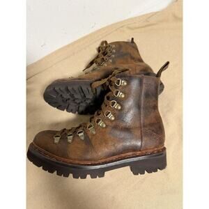 Grenson Boots Mens Size 6 Brown Leather Combat Ankle Hiking Lug Sole Lace Up
